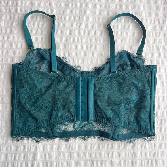 Victoria's Secret VS Archives Rose Lace Corset Bustier Top in Green, 38DD - Picture 4 of 16